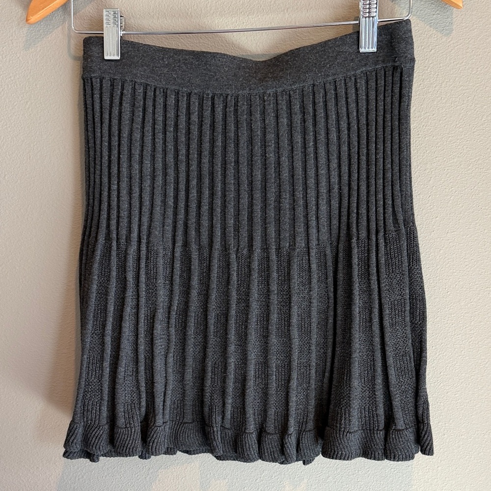 Max Studio Charcoal Ribbed Knit A-Line Skirt
